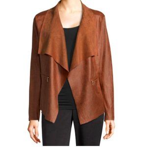 Worthington Tan Cognac Faux Suede Moto Style Jacket Size L